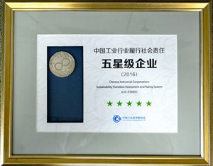 公司首次荣获“中国工业行业履行社会责任五星级企业”称号
